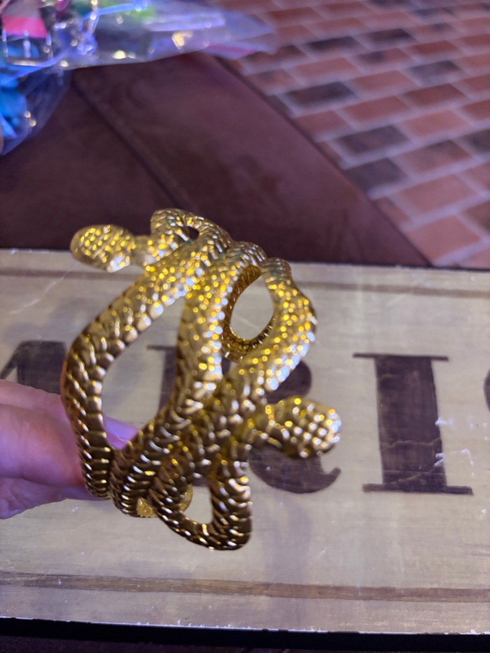 Gold Snake Coil Statement Cuff Bracelet
